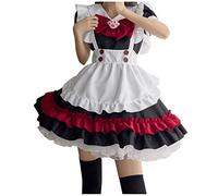 Generisch Costume Halloween Little Lolita Gothic Nero Rosso Anime Cosplay Costume Cat Girl Lolita Cute Soft Girl Clothes Gamba medievale (nero, XXXXL)