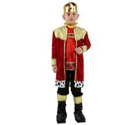 Generisch Costume medievale per ragazzi con mantello e scettro per giocare e vestire Halloween (rosso, 3-5 anni)