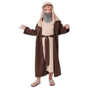 Generisch Costume per cosplay, baffi, storia medievale, per feste, con camicia, pantaloni, cintura, per giochi di ruolo, feste (marrone, 6-7 anni)