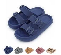 Generisch Cozy Slides Original Cloud Slippers, Unisex Doppia Fibbia Morbide Scarpe da Spiaggia Sandali Suola Spessa Super Morbido, Blu scuro, 40/41 EU