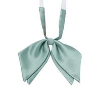 Generisch Cravatta argento lucido per le donne, papillon, radice senza piume, stile universitario giapponese, tinta unita, viso luminoso, cravatta cravatta uniforme scolastica, verde, Taglia unica