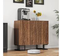 Generisch Credenza 80 × 40 × 78 cm - Serie Foglia Poesie - Effetto noce scuro con profondità - Porte push-to-open - Piedini in metallo - Design moderno per soggiorno e corridoio