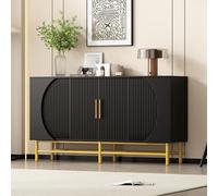 Generisch Credenza moderna a quattro ante con strisce verticali e ripiani regolabili, unica e ricca di funzioni, ideale per soggiorno e sala da pranzo (nero)