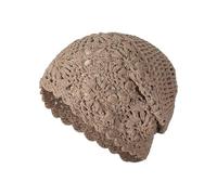 generisch Crochet Beanie Hat Fall Handmade Knit Floral Cap Cotton Cutout Summer Hats for Women Lightweight Knitted Cap 1 anno, cachi, Taglia unica