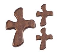 Generisch Croci tascabili, croci in legno, crocifisso a mano di preghiera, set da 3, croci confortanti a mano, croci a punta delle dita per pregare tutti i giorni