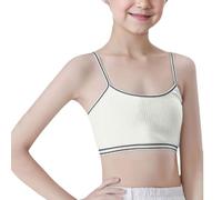 Generisch Crop Top reggiseno ragazza senza cuciture sport reggiseno allenamento bianco teen reggiseno camisole stile leggero senza cuciture bambini, bianco, 10-13 Jahre