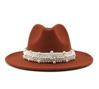 Generisch Cuffia da bagno a pelo lungo, alla moda, elegante, cappello jazz, anello di perle con cilindro, cappello a tesa grande, cappello da donna in lana cappello da pescatore motivo floreale