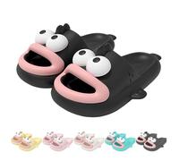 Generisch Cute Cartoon Fish Slippers - Non-Slip 3D Cartoon Shower Sandals, Quick-Dry Beach Pool Slides for Boys and Girls, Biack, 38/39 EU