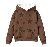 Generisch Cute Hoodies for Tween Girls Long Sleeve Star Graphic Oversized Sweatshirts Cute Fall Pullover Tops Comfy Winter Outfits White Hoodie, caffè, 7-8 Jahre