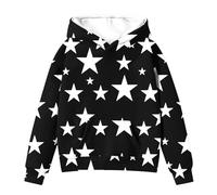 Generisch Cute Hoodies for Tween Girls Long Sleeve Star Graphic Oversized Sweatshirts Cute Fall Pullover Tops Comfy Winter Outfits S Sweatshirt Mädchen 152, Nero , 5-6 Jahre