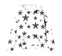 Generisch Cute Hoodies for Tween Girls Long Sleeve Star Graphic Oversized Sweatshirts Cute Fall Pullover Tops Comfy Winter Outfits White Hoodie, bianco, 5-6 Jahre