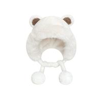 generisch Cute Plush Faux Cap with Ear Fuzzy Bear Hat Soft Warm Winter Hat Beanie for Women Girls Hat Winter Hat, bianco, Taglia unica