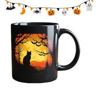 Generisch da caffè a forma di gatto, in ceramica, per Halloween | Tazza da tè con gatto nero mezzanotte, per casa, ufficio, dormitorio, scrivania, studio, vacanze, compleanni, tè