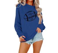 Generisch Day Football - Felpa da donna con grafica, design casual, a maniche lunghe, per una moda casual, Blu, XXL