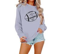 Generisch Day Football - Felpa da donna con grafica, design casual, a maniche lunghe, per una moda casual, grigio., XL