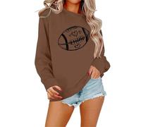 Generisch Day Football - Felpa da donna con grafica, design casual, a maniche lunghe, per una moda casual, caffè, S