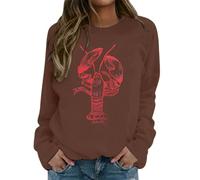 Generisch Day Football Felpa da donna con grafica divertente Domenica Design casual a maniche lunghe girocollo da donna, caffè, S