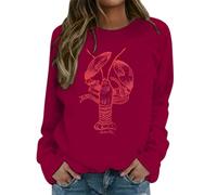 Generisch Day Football - Felpa da donna, graziosa grafica, divertente domenica, casual, a maniche lunghe, girocollo, Colore: rosso, M