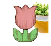 Generisch Decorazione a forma di tulipani,Targhe da tavolo in legno | Decorazione floreale rustica come decorazione da tavolo per davanzale e