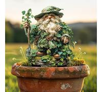 Generisch Decorazione da giardino Troll in acrilico con muschio e foglie, ornamenti da giardino resistenti alle intemperie, sculture decorative, decorazioni per terrazze per giardino di casa (colore F