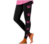 Generisch Decorazione natalizia a vita alta per tutti i giorni, comodi pantaloni da yoga elasticizzati, stampati con il mese dell'educazione al cancro al seno Pantaloni neri da donna, Nero , M