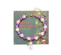 Generisch Decorazione natalizia con ciondolo a forma di Babbo Natale, braccialetto di perle rotonde, da donna con smeraldo
