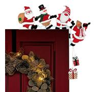 Generisch Decorazione natalizia, cornice angolare per porta di Natale, decorazione da parete, in legno, Babbo Natale, alce