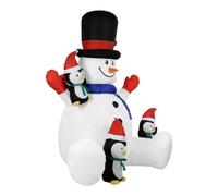 Generisch Decorazione natalizia gonfiabile a LED RGB con 3 pinguini | Natale seduto da gonfiare per interni ed esterni, giardino, terrazza, famiglie
