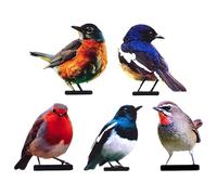 Generisch Decorazione per uccelli, 5 sculture a D in colori vivaci e vivaci come arte da giardino, per esterni, per giardino, per la decorazione di terrazze, cortili e pareti