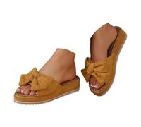 Generisch Delicate pantofole da donna con dettaglio nodo sul davanti, pantofole estive leggere con suola spessa, plantare comodo per l'uso quotidiano, giallo., 37 EU