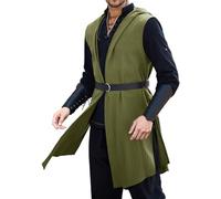 Generisch Demen Medievale Cavaliere Tunica Gotica Gotica Gonna Crociata Caftano Cavalieri Templari Vestiti Carnevale Vestito Larp Cospaly Cappotto Halloween Feste Abbigliamento Rinascimento, O verde