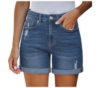 Generisch Denim Tears Shorts, Jeans estivi da donna, in denim, a vita alta, a gamba corta, pantaloni corti, elasticizzati, aderenti Y2k, casual, a coste con tasche, pantaloncini da cowgirl