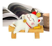 Generisch Desktop Cat, Cat Figurin - decorazione per libreria - bugia con gatto fortunato statua per la casa, il posto di lavoro