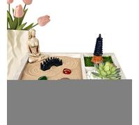 Generisch Desktop Zen Garden, Zen Garden per scrivania, in miniatura giapponese Sandgarten Crafts Kit - Tabella Meditation Zen Artistic Decoration per economia, posto di lavoro, sala studio, casa