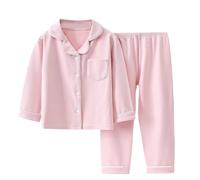 Generisch Develvet Pigiama per bambini e ragazze e inverno, a maniche lunghe, set di vestiti per la casa e le ragazze, Colore: rosa., 9-10