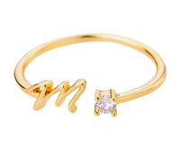 Generisch Dieci Anelli Strass 26 Anello Iniziale Gioielli Personalizzato Lettera Iniziale Anello Aperto Con Strass Anello Per Le Donne Anelli Ginnastica Plastica, Taglia unica, Rame, Nessuna pietra