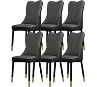 Generisch Dining Chairs Set di 6 sedie Science Technology Cloth Kitchen Household Desk Chair Sturdy Iron Art Metal Legs (grigio scuro + pelle nera)