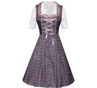 Generisch Dirndl Abito da donna in stile bavarese, elegante abito da sera, grembiule tradizionale Dirndl, in pizzo, per carnevale, feste, Oktoberfest, C06-rosa, XL