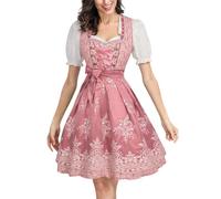 Generisch Dirndl Abito da donna in stile bavarese, elegante abito da sera, grembiule tradizionale Dirndl, in pizzo, per carnevale, feste, Oktoberfest, C04-rosa, M