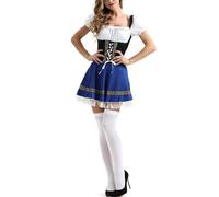 Generisch Dirndl - Abito tradizionale Dirndl da donna, 3 pezzi, con camicetta tradizionale Dirndl + grembiule elegante Dirndl, per Oktoberfest, taglie S-5XL, C02-blu scuro, S