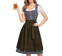 Generisch Dirndl da donna Midi Oktoberfest, abito lungo bavarese, set completo moderno, abito tradizionale Dirndl, abito da Oktoberfest, abito in pizzo per feste o matrimoni., bronzo, S