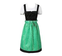 Generisch Dirndl da donna, set da 3 pezzi, grembiule, body forming, abito da palcoscenico, abito tradizionale bavarese con volant e fiocco, per Oktoberfest, carnevale, cosplay e feste, 7 verde., S