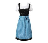 Generisch Dirndl da donna, set da 3 pezzi, grembiule, body forming, abito da palcoscenico, abito tradizionale bavarese con volant e fiocco, per Oktoberfest, carnevale, cosplay e feste, 7-blu, L