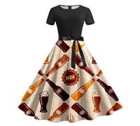 Generisch Dirndl - Vestito da donna in stile retrò, abito tradizionale bavarese, costume tradizionale Dirndl, set completo per Oktoberfest, per feste, DirndlschüRze, Nero , S
