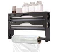 Generisch Distributore di pellicole con taglierina | Organizzatore di pellicole in alluminio con porta rotolo e sartoria,montato a parete per cassetti da cucina