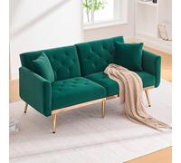 Generisch Divano a due posti in tessuto di velluto, schienale regolabile, 3 scomparti, inclinabile, con piedini in metallo, per piccoli spazi e ambienti moderni (165 cm, portata 300 kg)