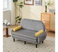 Generisch Divano a due posti in velluto color avorio, come divano-letto e poltrona relax con spazio di archiviazione per il soggiorno,Grigio