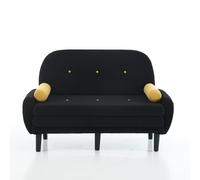 Generisch Divano a due posti in velluto color avorio, come divano-letto e poltrona relax con spazio di archiviazione per il soggiorno,Nero