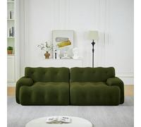 Generisch Divano a due posti oversize Cloud, verde, non richiede montaggio, con ampi braccioli e decorazione a bottoni, traspirante, ergonomico, per soggiorno e piccoli appartamenti