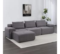 Generisch Divano angolare a forma di L in velluto a coste con memory foam, larghezza 305 cm, divano letto modulare, convertibile senza montaggio, divano a compressione per soggiorno, camera da letto
